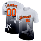 Custom White Orange-Black 3D Pattern Design Gradient Style Twinkle Star Performance T-Shirt