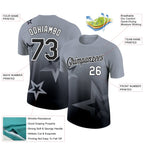 Custom Gray Black-White 3D Pattern Design Gradient Style Twinkle Star Performance T-Shirt