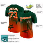 Custom Green Orange-White 3D Pattern Design Gradient Style Twinkle Star Performance T-Shirt