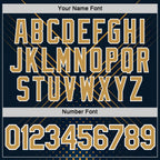 Custom Navy Old Gold-White 3D Pattern Design Geometric Shape Sportswear Performance T-Shirt