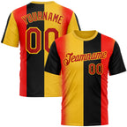 Custom Yellow Red-Black 3D Pattern Design Germany Sportswear Performance T-Shirt