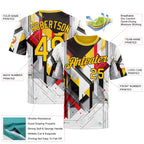 Custom White Yellow Red Black-Gray 3D Pattern Design Germany Geometric Shape Sportswear Performance T-Shirt