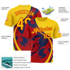 Custom Yellow Red 3D Pattern Design Spain Splash Sportswear Performance T-Shirt