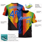 Custom Black Thunder Blue Red Yellow-Green 3D Pattern Design Gradient Africa Sportswear Performance T-Shirt