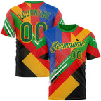 Custom Red Kelly Green Yellow Blue-Black 3D Pattern Design Africa Geometric Shape Sportswear Performance T-Shirt