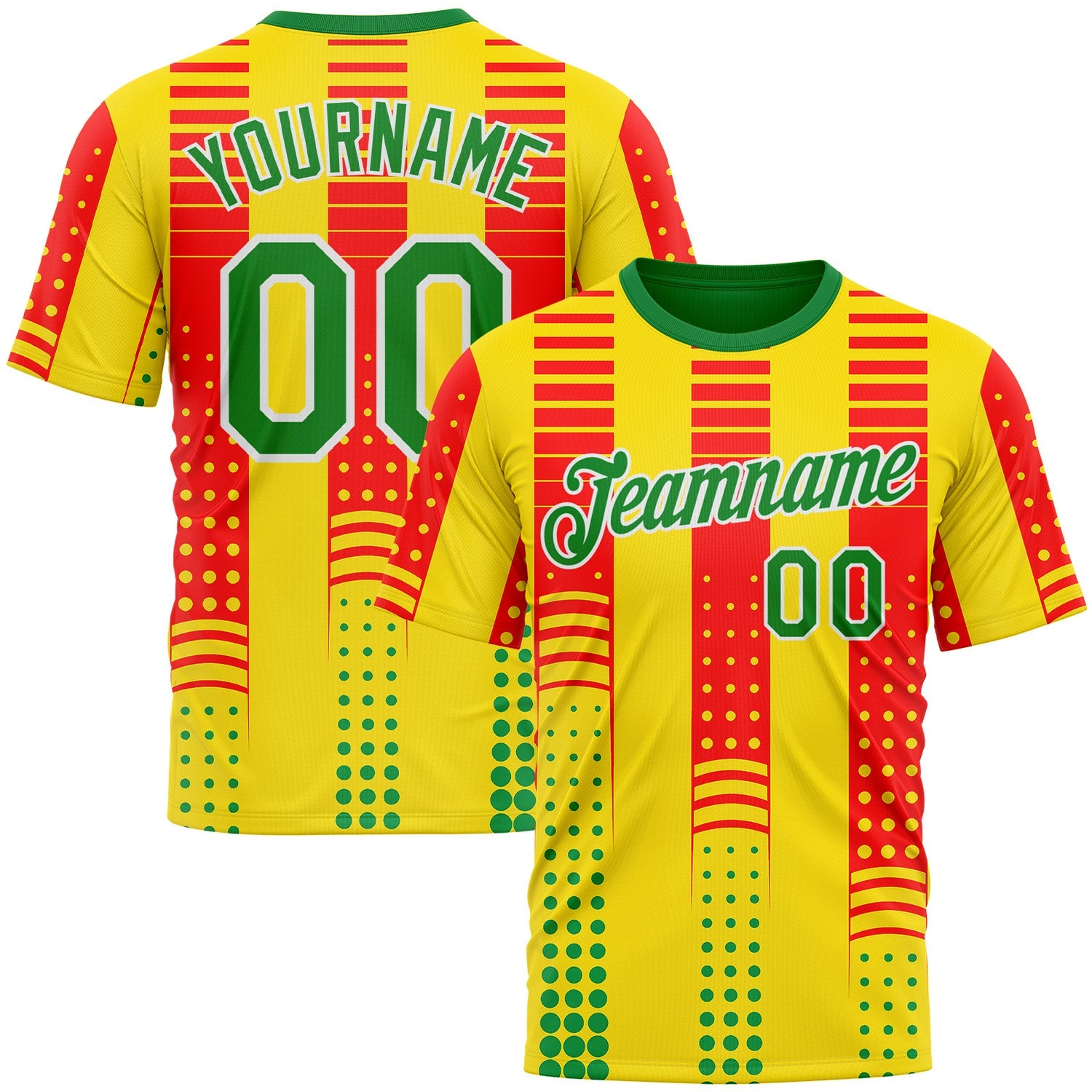 Custom Yellow Grass Green Red-White 3D Pattern Design Mexico Africa Sportswear Performance T-Shirt