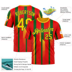 Custom Red Yellow-Kelly Green 3D Pattern Design Mexico Africa Sportswear Performance T-Shirt