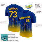 Custom Royal Yellow-Black 3D Seattle City Edition Fade Fashion Performance T-Shirt