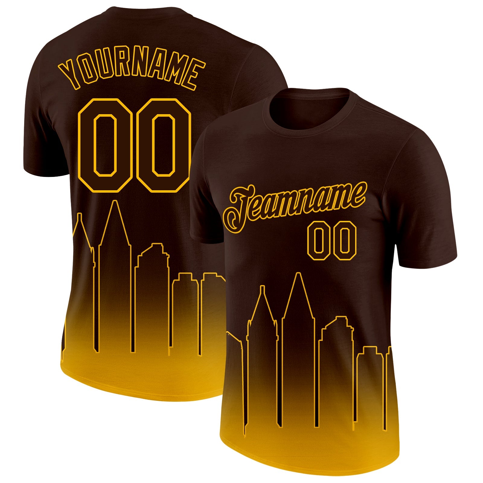Custom Brown Gold 3D San Diego City Edition Fade Fashion Performance T-Shirt