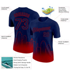 Custom Navy Red 3D Houston City Edition Fade Fashion Performance T-Shirt