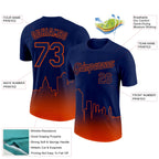 Custom Navy Orange 3D Denver City Edition Fade Fashion Performance T-Shirt
