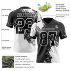 Custom Black White 3D Pattern Abstract Brush Stroke Authentic Football Jersey