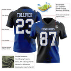 Custom Black White-Royal 3D Pattern Abstract Brush Stroke Authentic Football Jersey