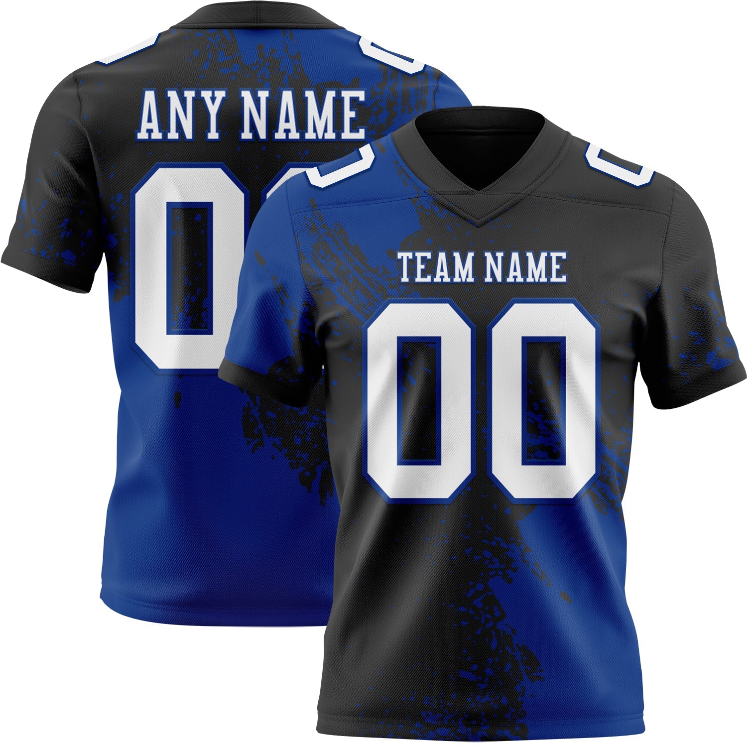 Custom Black White-Royal 3D Pattern Abstract Brush Stroke Authentic Football Jersey