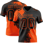 Custom Black Orange 3D Pattern Abstract Brush Stroke Authentic Football Jersey