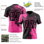 Custom Black Pink 3D Pattern Abstract Brush Stroke Authentic Football Jersey