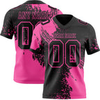 Custom Black Pink 3D Pattern Abstract Brush Stroke Authentic Football Jersey