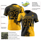 Custom Black Gold 3D Pattern Abstract Brush Stroke Authentic Football Jersey