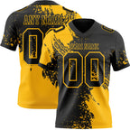 Custom Black Gold 3D Pattern Abstract Brush Stroke Authentic Football Jersey