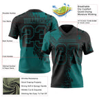 Custom Black Teal 3D Pattern Abstract Brush Stroke Authentic Football Jersey