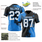 Custom Black White-Powder Blue 3D Pattern Abstract Brush Stroke Authentic Football Jersey