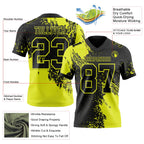 Custom Black Neon Yellow 3D Pattern Abstract Brush Stroke Authentic Football Jersey