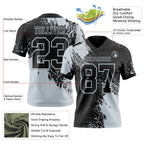 Custom Black Silver 3D Pattern Abstract Brush Stroke Authentic Football Jersey