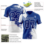Custom Royal White 3D Pattern Abstract Brush Stroke Authentic Football Jersey