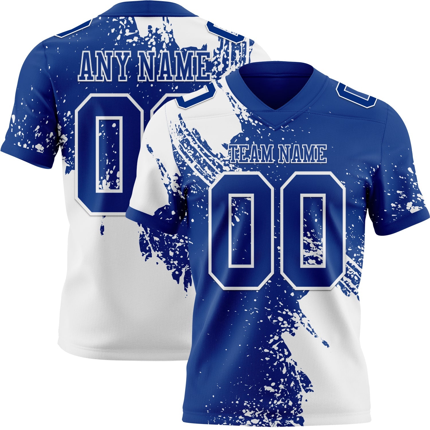 Custom Royal White 3D Pattern Abstract Brush Stroke Authentic Football Jersey