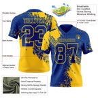 Custom Royal Yellow 3D Pattern Abstract Brush Stroke Authentic Football Jersey