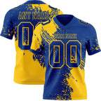 Custom Royal Yellow 3D Pattern Abstract Brush Stroke Authentic Football Jersey