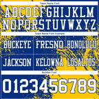 Custom Royal White-Gold 3D Pattern Abstract Brush Stroke Authentic Football Jersey