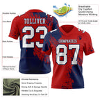 Custom Red White-Navy 3D Pattern Abstract Brush Stroke Authentic Football Jersey