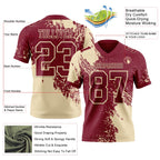 Custom Crimson Cream 3D Pattern Abstract Brush Stroke Authentic Football Jersey