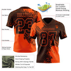 Custom Brown Orange 3D Pattern Abstract Brush Stroke Authentic Football Jersey
