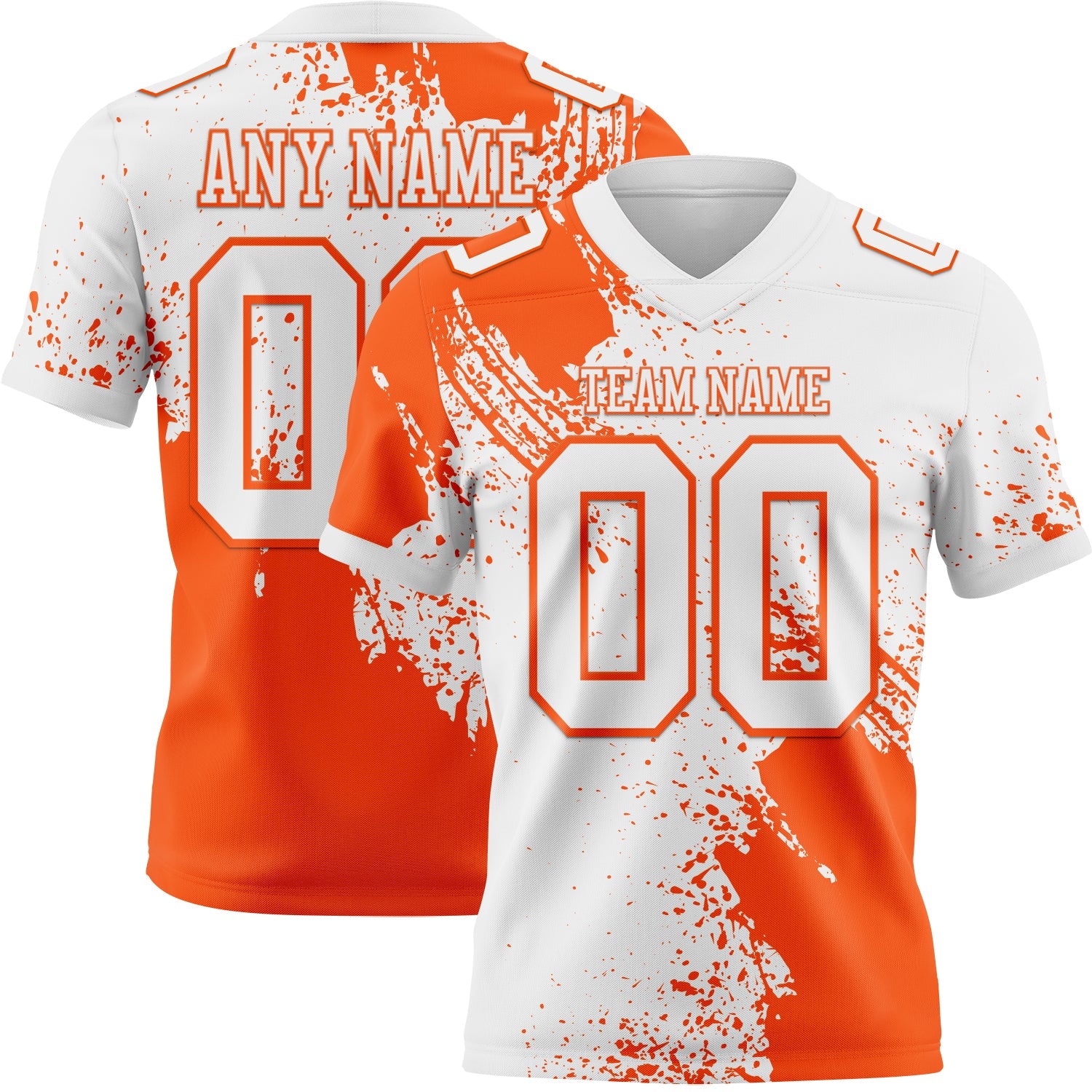 Custom White Orange 3D Pattern Abstract Brush Stroke Authentic Football Jersey