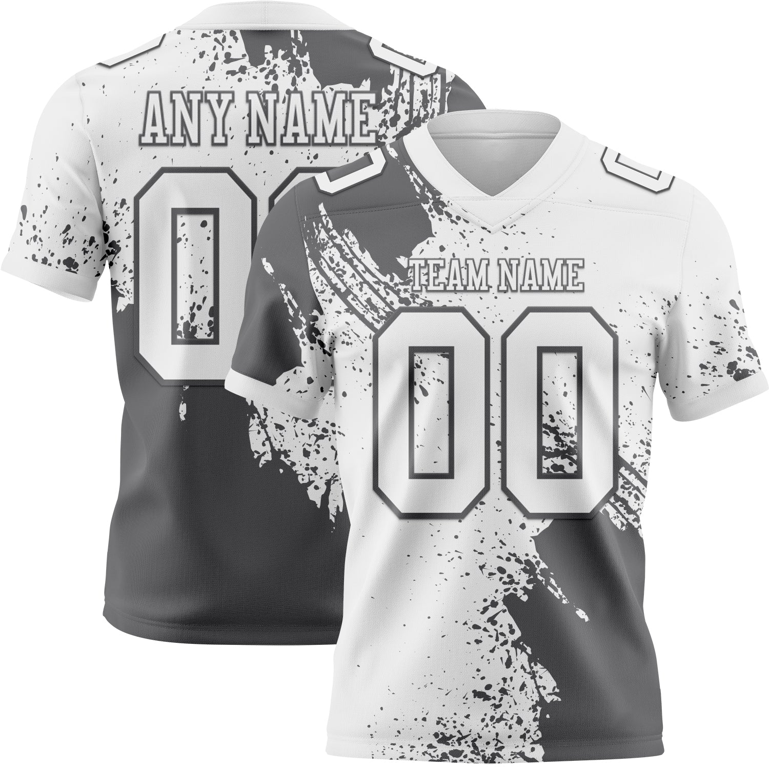 Custom White Steel Gray 3D Pattern Abstract Brush Stroke Authentic Football Jersey