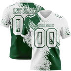 Custom White Green 3D Pattern Abstract Brush Stroke Authentic Football Jersey