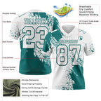 Custom White Teal 3D Pattern Abstract Brush Stroke Authentic Football Jersey
