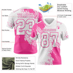 Custom White Pink 3D Pattern Abstract Brush Stroke Authentic Football Jersey