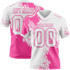 Custom White Pink 3D Pattern Abstract Brush Stroke Authentic Football Jersey