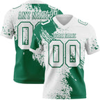 Custom White Kelly Green 3D Pattern Abstract Brush Stroke Authentic Football Jersey