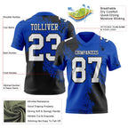 Custom Thunder Blue White-Black 3D Pattern Abstract Brush Stroke Authentic Football Jersey