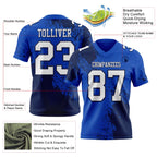Custom Thunder Blue White-Navy 3D Pattern Abstract Brush Stroke Authentic Football Jersey