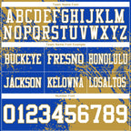Custom Thunder Blue White-Old Gold 3D Pattern Abstract Brush Stroke Authentic Football Jersey