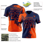 Custom Navy Orange 3D Pattern Abstract Brush Stroke Authentic Football Jersey