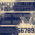 Custom Navy Cream 3D Pattern Abstract Brush Stroke Authentic Football Jersey