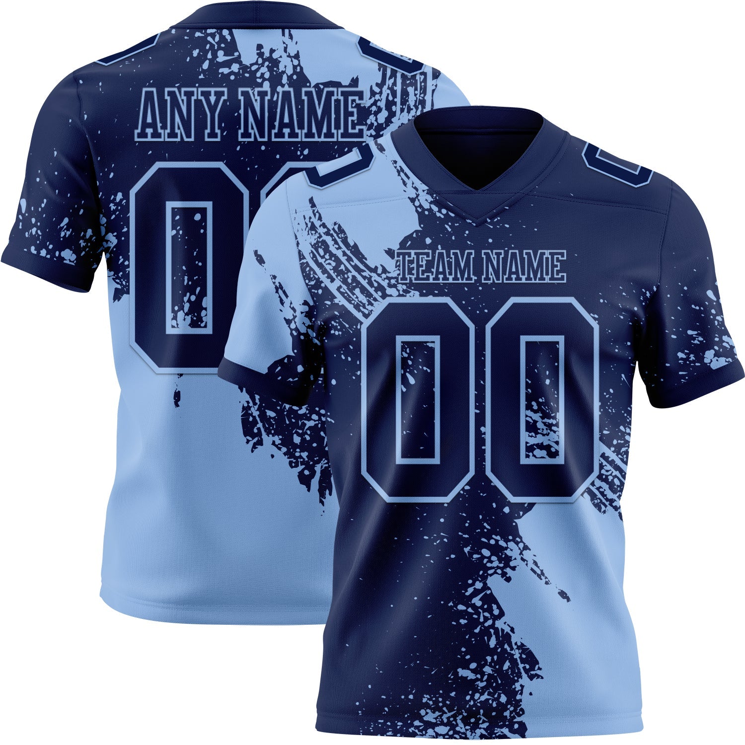 Custom Navy Light Blue 3D Pattern Abstract Brush Stroke Authentic Football Jersey