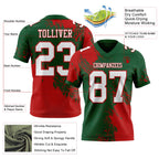 Custom Green White-Red 3D Pattern Abstract Brush Stroke Authentic Football Jersey