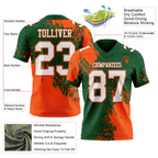 Custom Green White-Orange 3D Pattern Abstract Brush Stroke Authentic Football Jersey